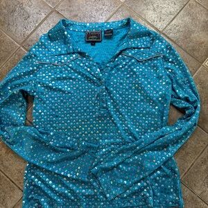 Studio West Blue Sequin Kids Blouse